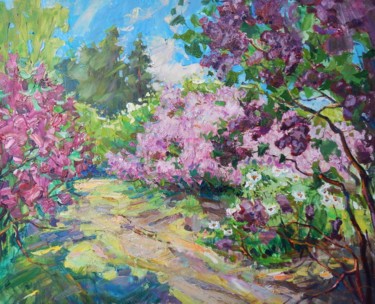Painting titled "Lilac" by Alexey Chebotaru, Original Artwork, Oil