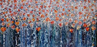 Painting titled "flowers in shades o…" by Alexandra Simanndani, Original Artwork, Acrylic