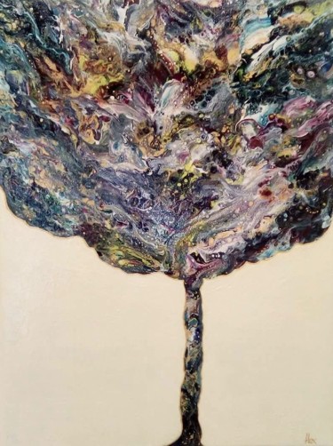 Painting titled "the tree" by Alexandra Simanndani, Original Artwork, Acrylic