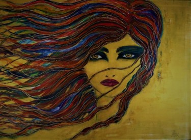 Peinture intitulée "red hair woman" par Alexandra Simanndani, Œuvre d'art originale, Acrylique