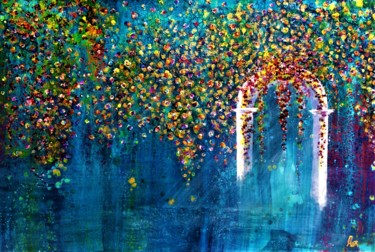 Painting titled "the secret garden" by Alexandra Simanndani, Original Artwork, Acrylic