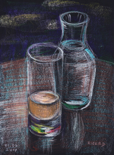 Painting titled "RICARD" by Alexei Batoussov, Original Artwork, Pastel Mounted on Cardboard