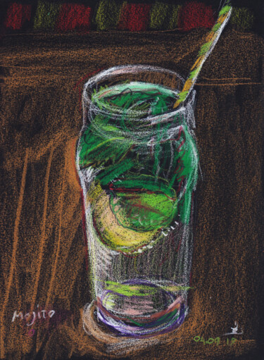 Painting titled "MOJITO-1" by Alexei Batoussov, Original Artwork, Pastel Mounted on Cardboard