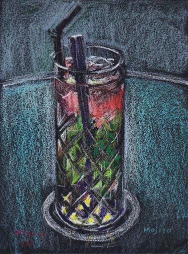 Painting titled "MOJITO-3" by Alexei Batoussov, Original Artwork, Pastel Mounted on Cardboard