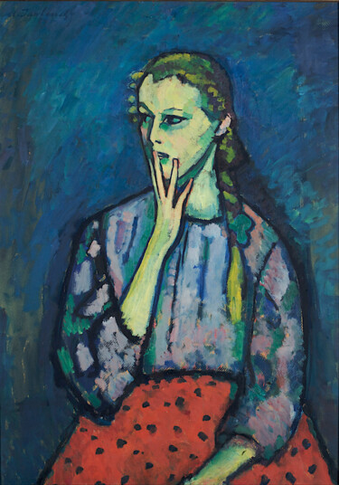 Картина под названием "Portrait d'une fille" - Alexej Von Jawlensky, Подлинное произведение искусства, Масло