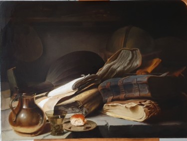 Peinture intitulée "Натюрморт с книгами" par Aleksei Dostovalov, Œuvre d'art originale, Huile