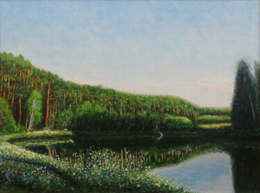 Painting titled "Summer Evening on t…" by Alexey Beregovoy, Original Artwork, Oil