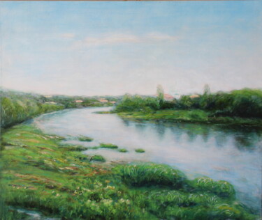 Malerei mit dem Titel "View of Sulva River…" von Alexey Beregovoy, Original-Kunstwerk, Öl