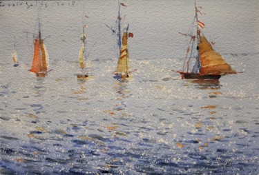 Pittura intitolato "Sail-6" da Alexey Boukingolts, Opera d'arte originale, Acquarello