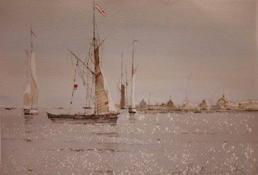 Pittura intitolato "Sail-05" da Alexey Boukingolts, Opera d'arte originale, Acquarello