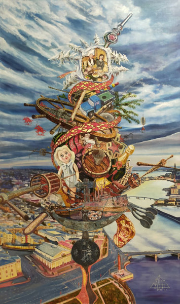 Malerei mit dem Titel "50th New Year" von Alexey Glumov, Original-Kunstwerk, Öl