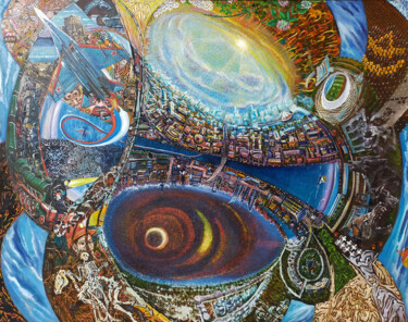 Peinture intitulée "Inverted world" par Alexey Glumov, Œuvre d'art originale, Huile