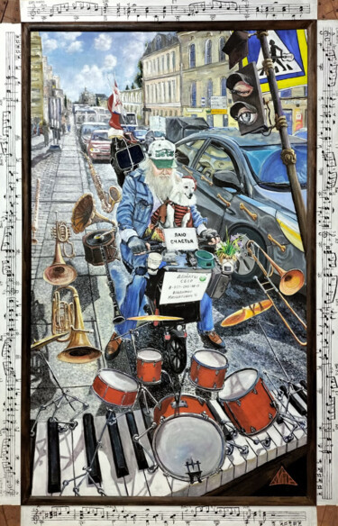 Painting titled "The musician's path" by Alexey Glumov, Original Artwork, Oil