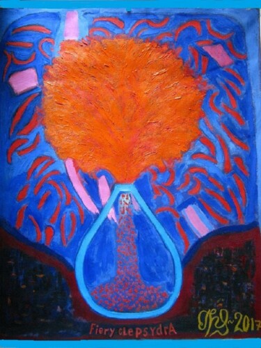 Картина под названием "Fiery Clepsydra.The…" - Alexey Grishankov, Подлинное произведение искусства, Масло