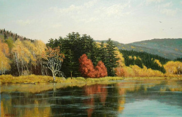 Painting titled "Lake Tunaicha" by Alexey Mazov, Original Artwork, Oil