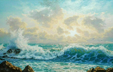 Painting titled "Surf" by Alexey Mazov, Original Artwork, Oil