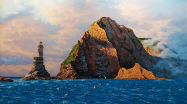 Painting titled "Lighthouse at Cape…" by Alexey Mazov, Original Artwork, Oil