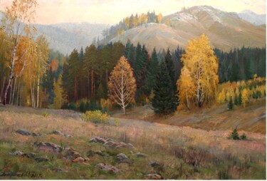 Картина под названием "Autumn" - Alexey Petrikov, Подлинное произведение искусства, Масло