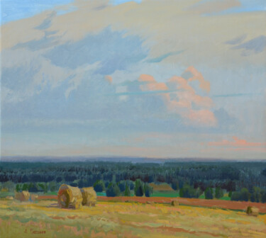 Painting titled "Evening light" by Alexey Pleshkov, Original Artwork, Oil