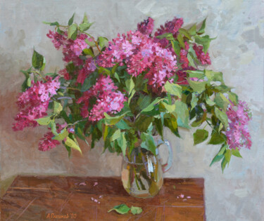 Painting titled "Lilac" by Alexey Pleshkov, Original Artwork, Oil