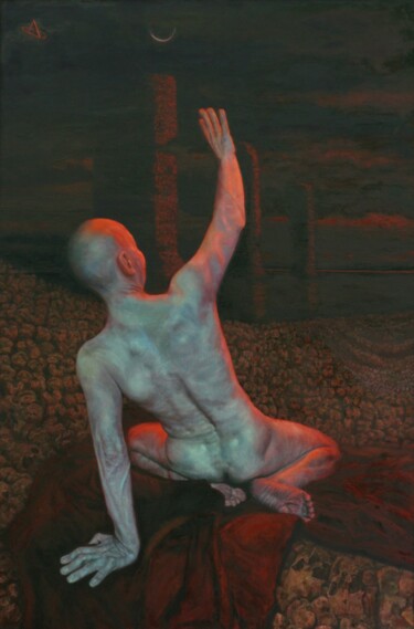 Peinture intitulée "Phobos Rising" par Alexey Spirin, Œuvre d'art originale, Huile