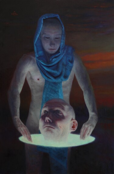 Painting titled "Let Me In" by Alexey Spirin, Original Artwork, Oil Mounted on Wood Stretcher frame