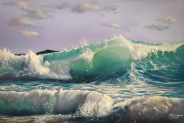 Pintura titulada "Green wave" por Alexey Stadnik, Obra de arte original, Oleo