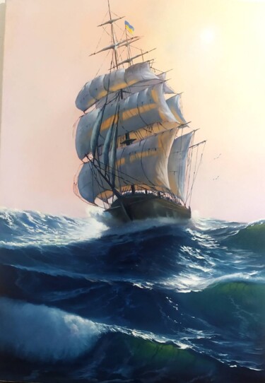 Картина под названием "Sailing in the morn…" - Alexey Stadnik, Подлинное произведение искусства, Масло
