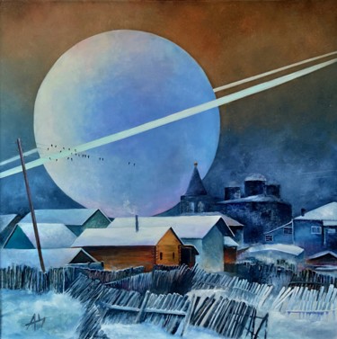 Peinture intitulée "Сатурн" par Aleksei Chernov, Œuvre d'art originale, Huile Monté sur Châssis en bois