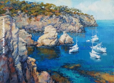 Painting titled "Costa de Deia" by Alex Hook Krioutchkov, Original Artwork, Oil