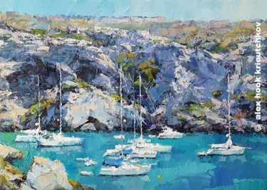 Pittura intitolato "Cala Covas" da Alex Hook Krioutchkov, Opera d'arte originale, Olio