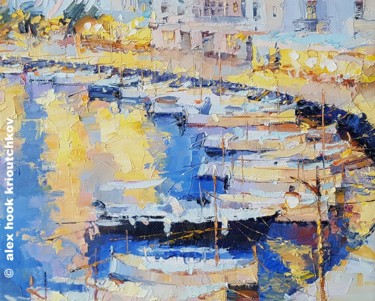 Painting titled "Cales Fonts at night" by Alex Hook Krioutchkov, Original Artwork, Oil