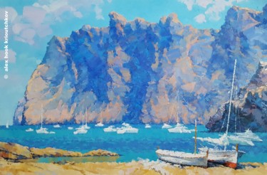 Painting titled "Cala San Vicente X" by Alex Hook Krioutchkov, Original Artwork, Oil Mounted on Wood Stretcher frame