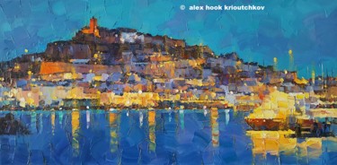 Painting titled "Ibiza III" by Alex Hook Krioutchkov, Original Artwork, Oil Mounted on Wood Stretcher frame