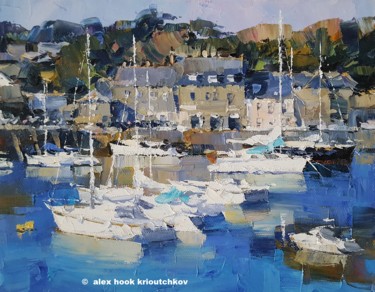 Ζωγραφική με τίτλο "Padstow harbour. Co…" από Alex Hook Krioutchkov, Αυθεντικά έργα τέχνης, Λάδι