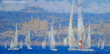Pintura intitulada "Palma de Mallorca XX" por Alex Hook Krioutchkov, Obras de arte originais, Óleo Montado em Armação em mad…
