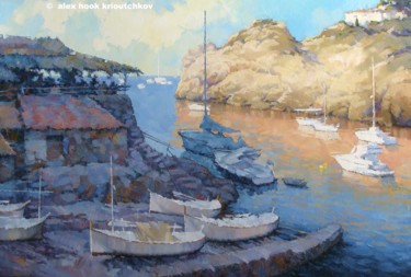 Painting titled "Cala Deia XII" by Alex Hook Krioutchkov, Original Artwork, Oil