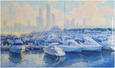 Pittura intitolato "Abu Dhabi port" da Alex Hook Krioutchkov, Opera d'arte originale, Olio