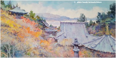 Painting titled "Autumn in Japan. Mi…" by Alex Hook Krioutchkov, Original Artwork, Oil Mounted on Wood Stretcher frame