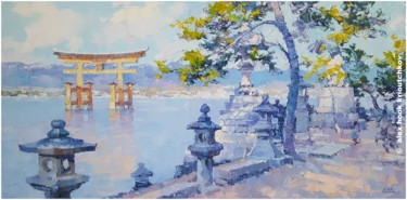 Painting titled "Miyajima IV" by Alex Hook Krioutchkov, Original Artwork, Oil Mounted on Wood Stretcher frame