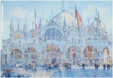 Painting titled "Venice XX" by Alex Hook Krioutchkov, Original Artwork, Oil Mounted on Wood Stretcher frame