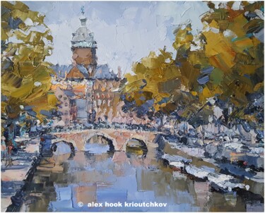 Ζωγραφική με τίτλο "Amsterdam III" από Alex Hook Krioutchkov, Αυθεντικά έργα τέχνης, Λάδι Τοποθετήθηκε στο Ξύλινο φορείο σκε…