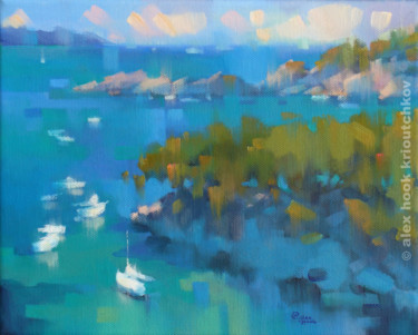 Pittura intitolato "Cala Fornels IV" da Alex Hook Krioutchkov, Opera d'arte originale, Olio