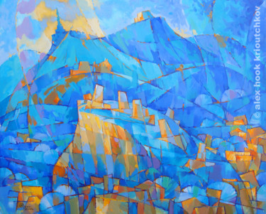 Painting titled "Felanitx blue" by Alex Hook Krioutchkov, Original Artwork, Oil