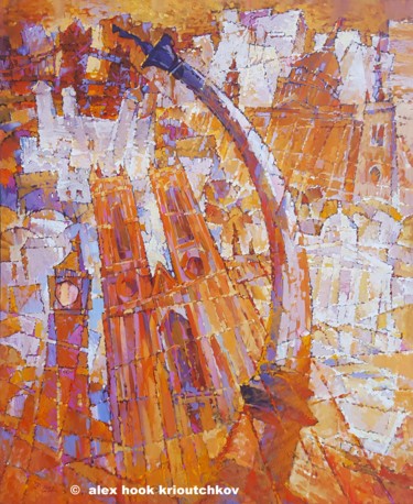 Pittura intitolato "London" da Alex Hook Krioutchkov, Opera d'arte originale, Olio Montato su Telaio per barella in legno