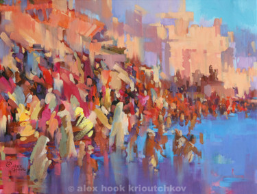 Malerei mit dem Titel "Varanasi II / 100x7…" von Alex Hook Krioutchkov, Original-Kunstwerk, Öl