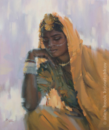 Painting titled "Madona of India IV" by Alex Hook Krioutchkov, Original Artwork, Oil