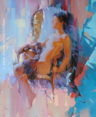 Painting titled "Nude I" by Alex Hook Krioutchkov, Original Artwork, Oil Mounted on Wood Stretcher frame
