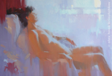 Painting titled "Nude XI" by Alex Hook Krioutchkov, Original Artwork, Oil Mounted on Wood Stretcher frame