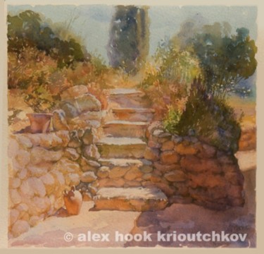 Pintura titulada "Escalera. Mallorca.…" por Alex Hook Krioutchkov, Obra de arte original, Oleo